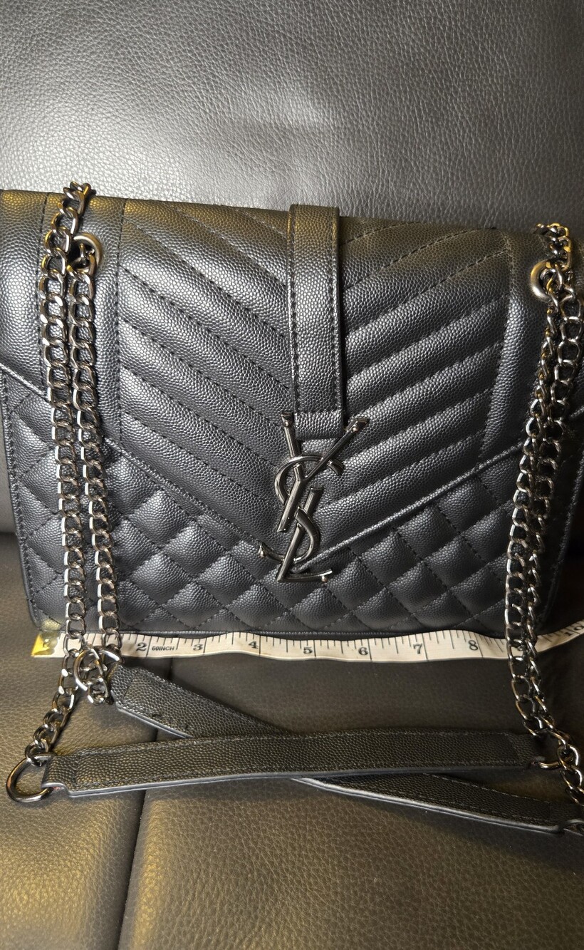 Inspired Black Quilted Chain Shoulder Bag